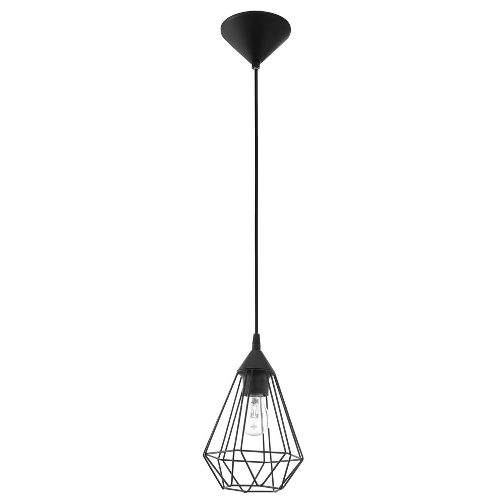 Eglo Lighting-94187A-Tarbes - One Light Geometric Pendant   Matte Black Finish with Black Metal Shade