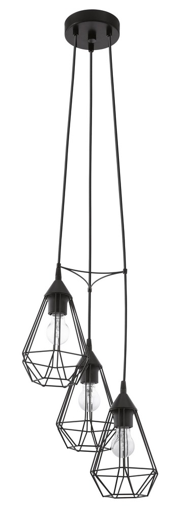Eglo Lighting-94191A-Tarbes - Three Light Geometric Pendant   Matte Black Finish with Black Metal Shade