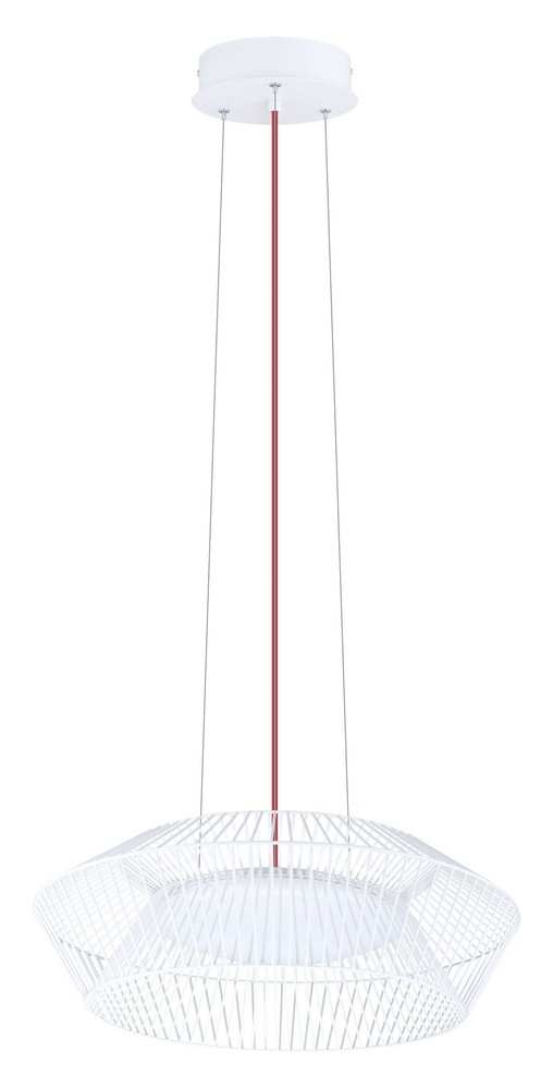 Eglo Lighting-94201A-Piastre - 22.88 Inch 18W 1 LED Pendant   White Finish with White Glass