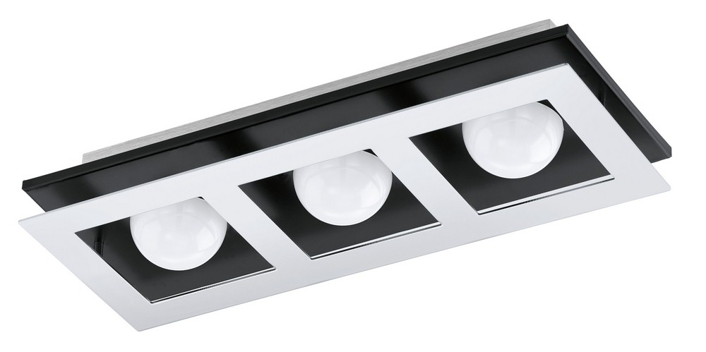 Eglo Lighting-94232A-Bellamonte - 14.63 Inch 9.9W 3 LED Flush Mount   Brushed Aluminum/Black Finish with White Glass
