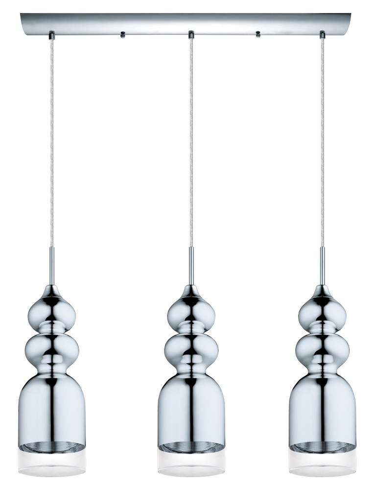 Eglo Lighting-95556A-Bolanos - Three Light Linear Pendant   Chrome Finish with Clear Glass