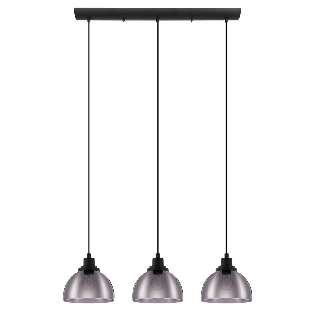 Eglo Lighting-98384A-Beleser - Three Light Pendant   Matte Black Finish with Metallic Smoked Glass