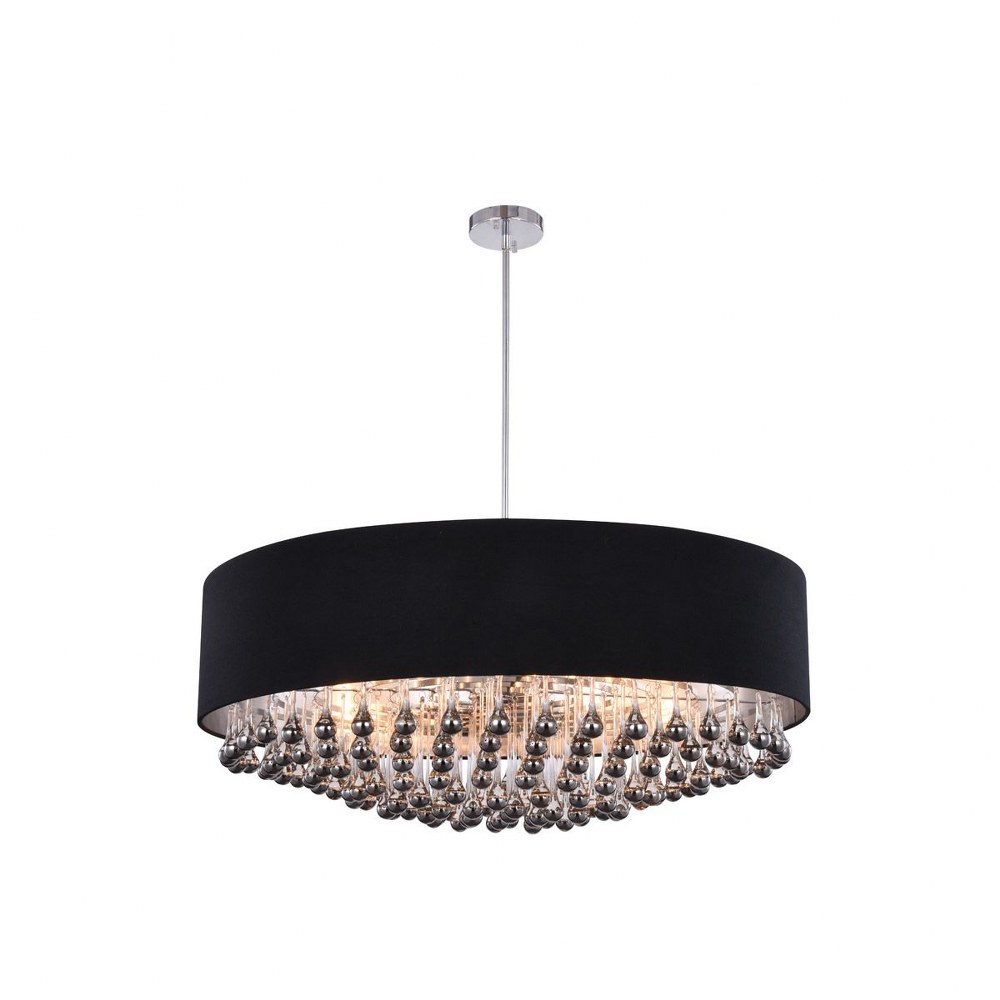 Elegant Lighting-2105D35C/RC-Metro - Nine Light Pendant   Chrome Finish with Silver Royal Cut Crystal