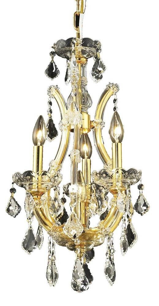 Elegant Lighting-2800D12G/RC-Maria Theresa - Four Light Pendant   Gold Finish with Royal Cut Crystal - Crystal (Clear)