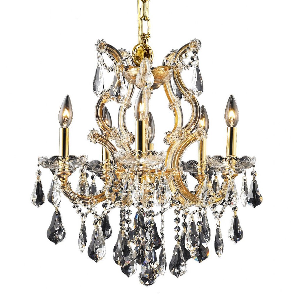 Elegant Lighting-2801D20G-GT/RC-Maria Theresa - Six Light Chandelier Royal Cut Gold/Golden Teak Chrome Finish