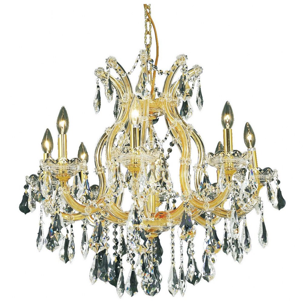 Elegant Lighting-2801D26G-GT/RC-Maria Theresa - Nine Light Chandelier Royal Cut Gold/Golden Teak Chrome Finish