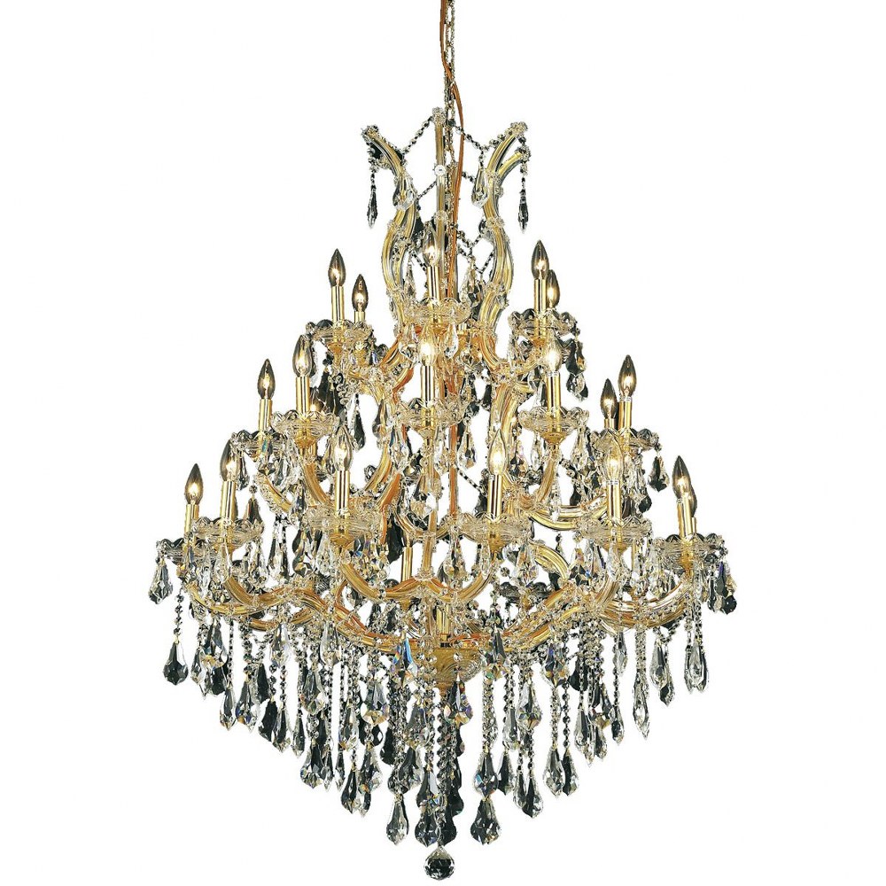 Elegant Lighting-2801D38G-GT/RC-Maria Theresa - Twenty-Eight Light Chandelier Royal Cut Gold/Golden Teak Chrome Finish