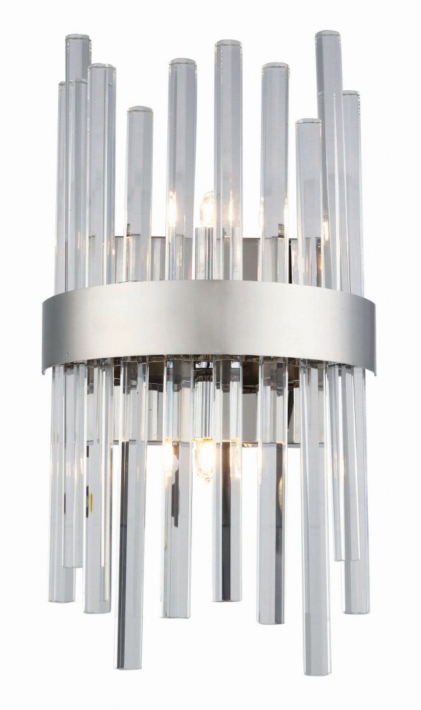 Elegant Lighting-3000W8C-Dallas - Two Light Wall Sconce   Chrome Finish with Clear Glass with Clear Royal Cut Crystal