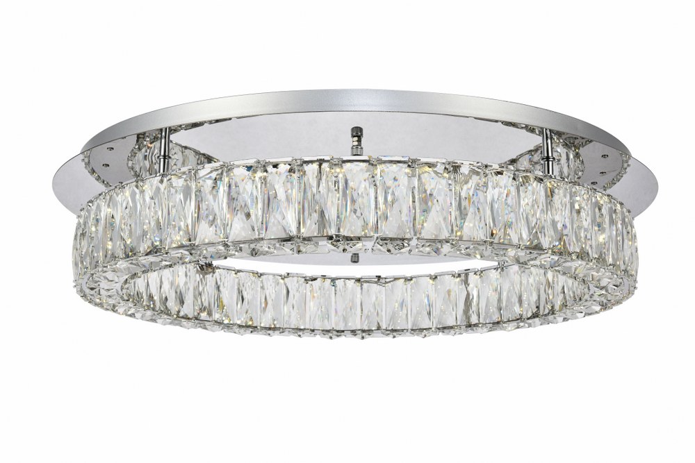 Elegant Lighting-3503F26C-Monroe - 25.6 Inch 0.23W 1 Led Flush Mount   Chrome Finish with Clear Royal Cut Crystal