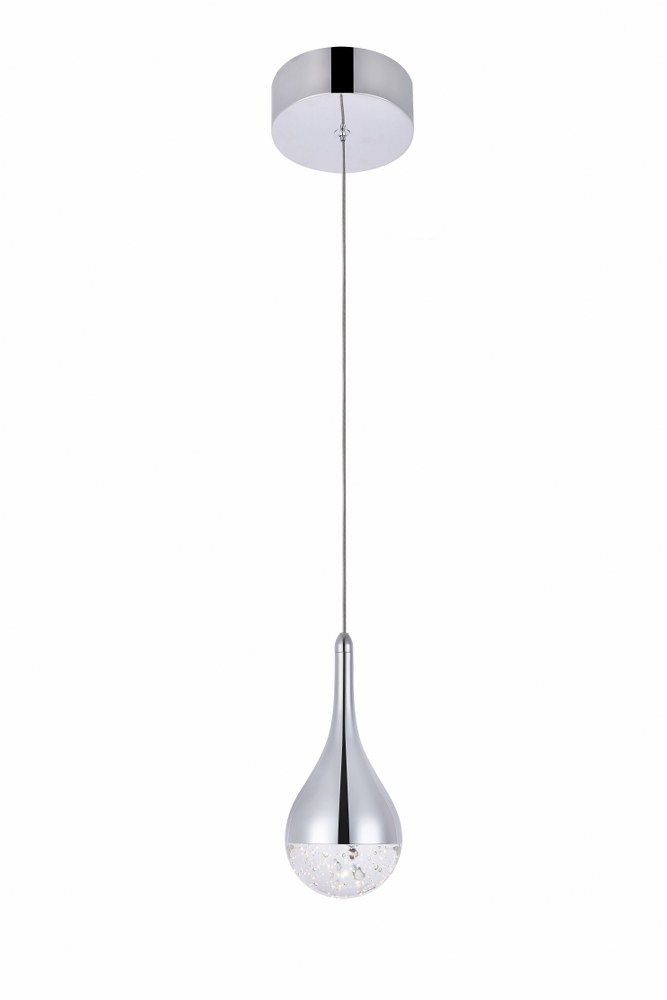 Elegant Lighting-3801D4C-Amherst - 9 Inch 5W 1 Led Pendant   Chrome Finish with Clear Crystal