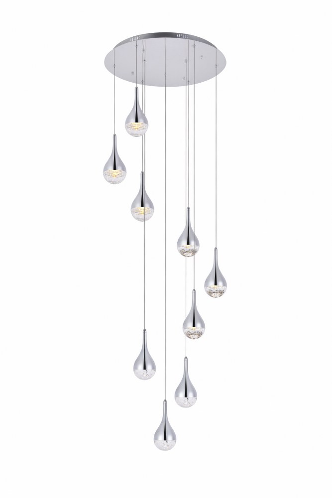 Elegant Lighting-3809D24C-Amherst - 24 Inch 45W 9 Led Chandelier   Chrome Finish with Clear Crystal