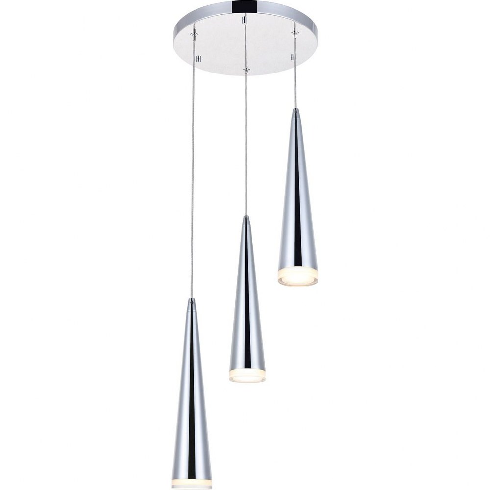 Elegant Lighting-5201D12C-Fantasia - 11.8 Inch 15W 3 Led Pendant   Chrome Finish with Clear Glass