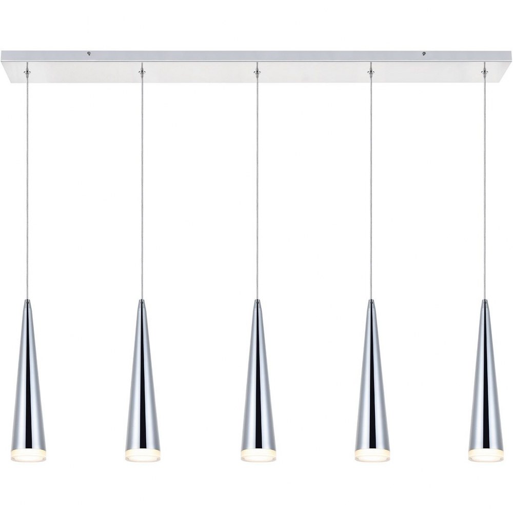 Elegant Lighting-5201D42C-Fantasia - 42 Inch 25W 5 Led Pendant   Chrome Finish with Clear Glass