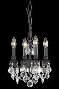 Elegant Lighting-9104D10DB/EC-Lillie - Four Light Chandelier   Dark Bronze Finish with Elegant Cut Crystal - Crystal (Clear)