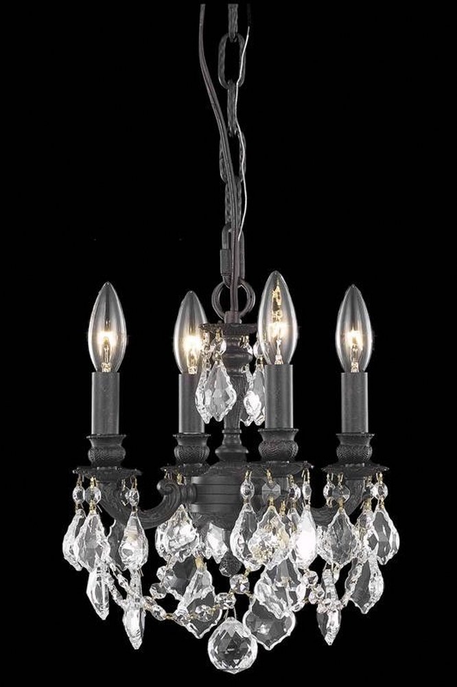 Elegant Lighting-9104D10DB/RC-Lillie - Four Light Chandelier   Dark Bronze Finish with Royal Cut Crystal - Crystal (Clear)