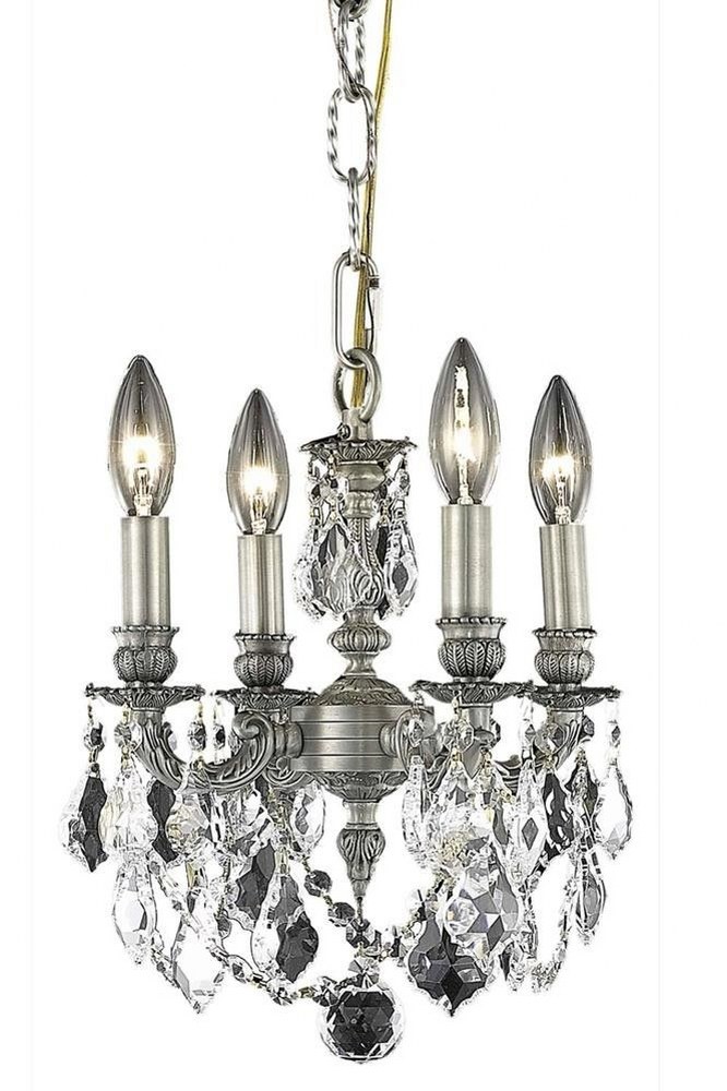 Elegant Lighting-9104D10PW/RC-Lillie - Four Light Chandelier   Pewter Finish with Royal Cut Crystal - Crystal (Clear)