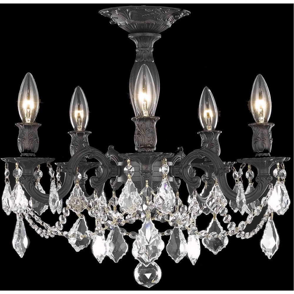 Elegant Lighting-9205F18DB-GT/RC-Rosalia - Five Light Flush Mount Royal Cut Dark Bronze/Gold Dark Bronze Finish