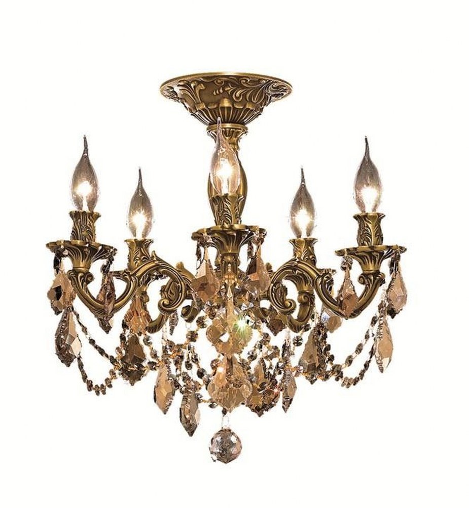 Elegant Lighting-9205F18FG-GT/RC-Rosalia - Five Light Flush Mount Royal Cut French Gold and Golden Teak Dark Bronze Finish