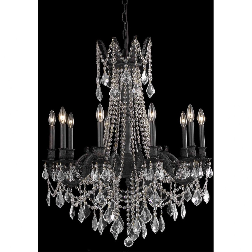 Elegant Lighting-9210D28DB-GT/RC-Rosalia - Ten Light Chandelier Royal Cut Dark Bronze/Gold Dark Bronze Finish