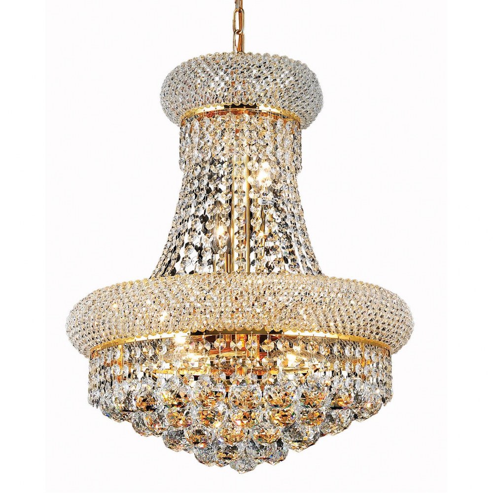 Elegant Lighting-V1800D16G/RC-Primo - Eight Light Pendant Gold Royal Cut Chrome Finish