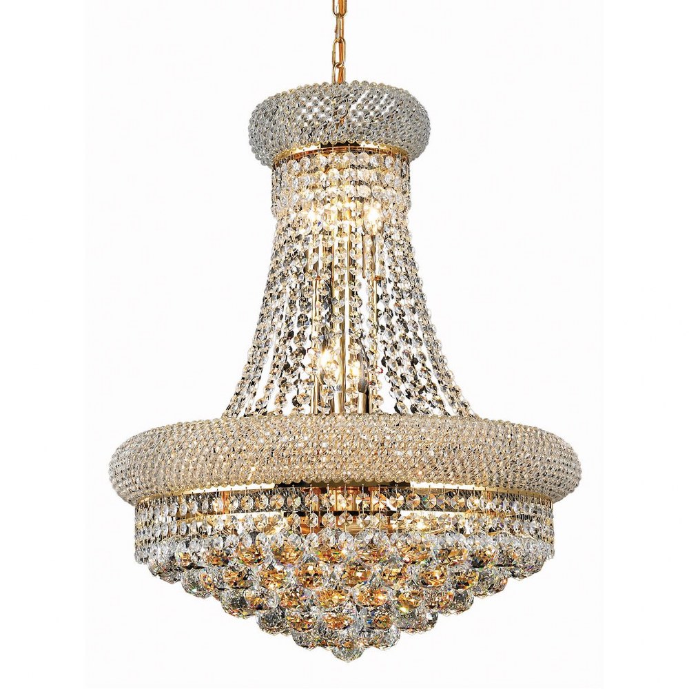 Elegant Lighting-V1800D20G/RC-Primo - Fourteen Light Chandelier Royal Cut Gold Chrome Finish