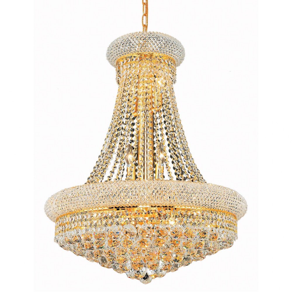 Elegant Lighting-V1800D24G/RC-Primo - Fourteen Light Chandelier Royal Cut Gold Chrome Finish