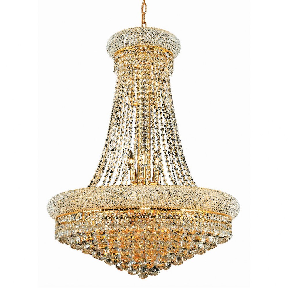 Elegant Lighting-V1800D28G/RC-Primo - Fourteen Light Chandelier Royal Cut Gold Chrome Finish