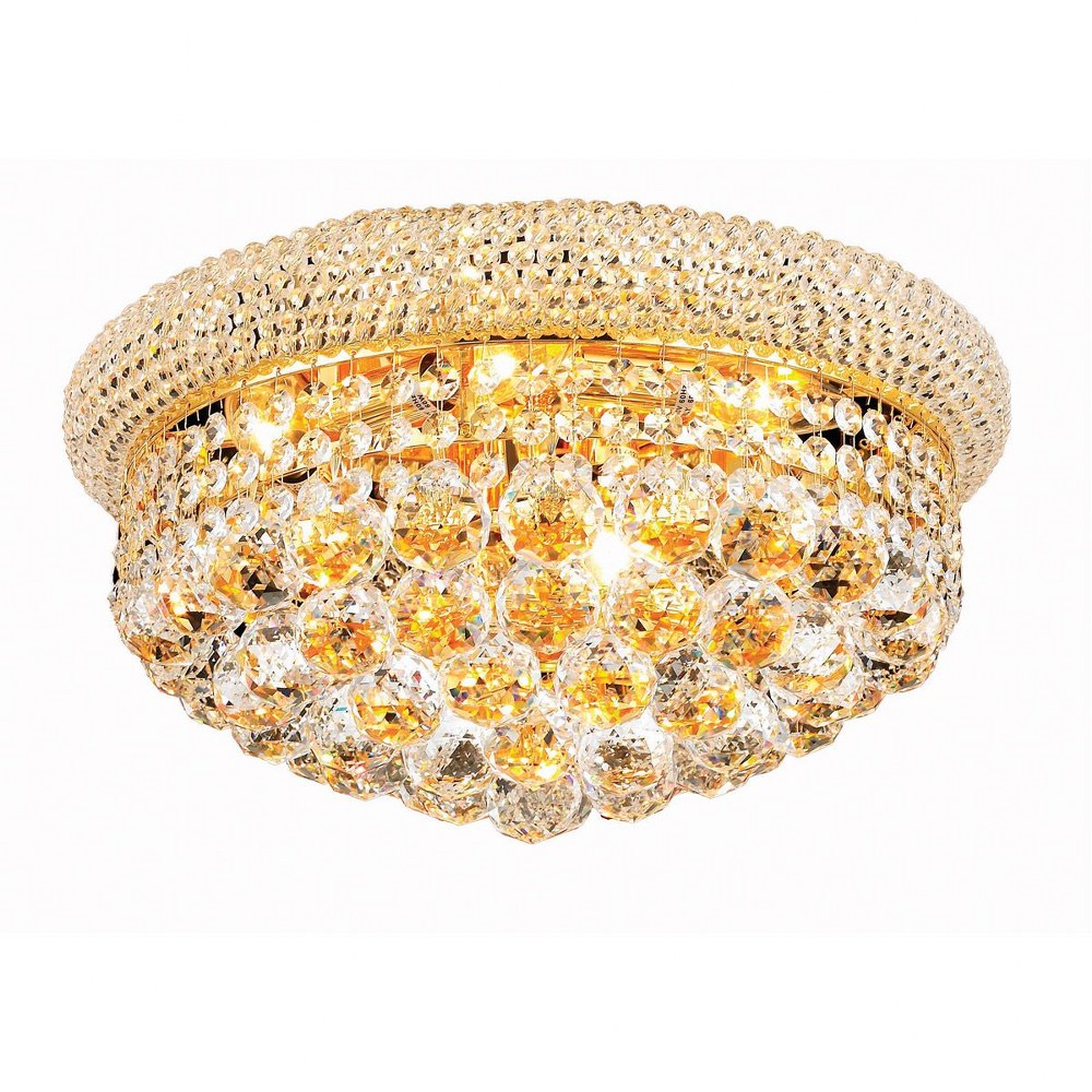 Elegant Lighting-V1800F16G/RC-Primo - Eight Light Flush Mount Royal Cut Gold Chrome Finish