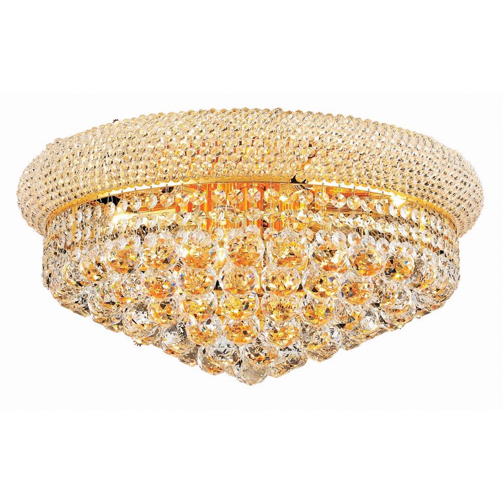 Elegant Lighting-V1800F20G/RC-Primo - Ten Light Flush Mount Royal Cut Gold Chrome Finish