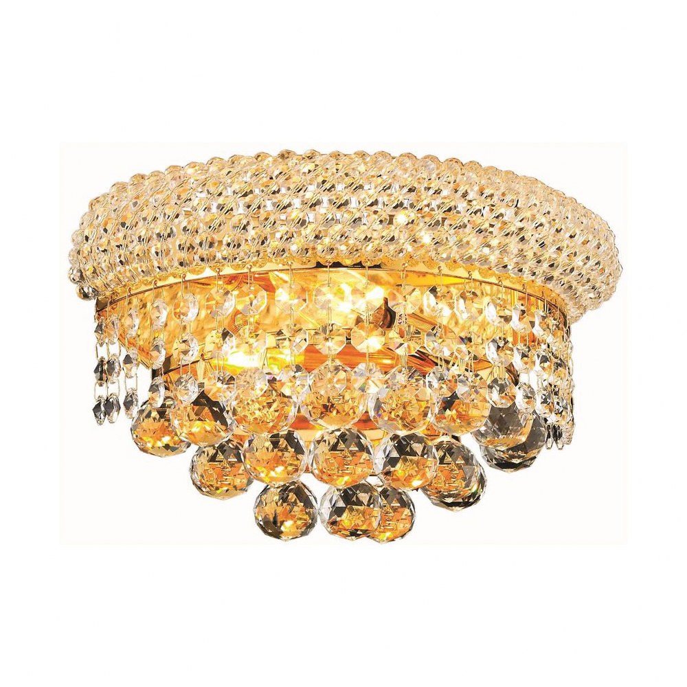 Elegant Lighting-V1800W12G/EC-Primo - Two Light Wall Sconce Clear Elegant Cut  Gold Finish