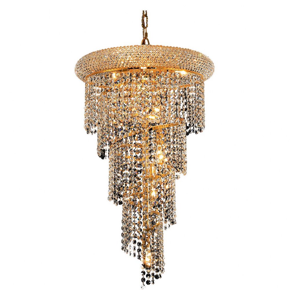 Elegant Lighting-V1801SR16G/RC-Spiral - Eight Light Pendant Gold Royal Cut Chrome Finish