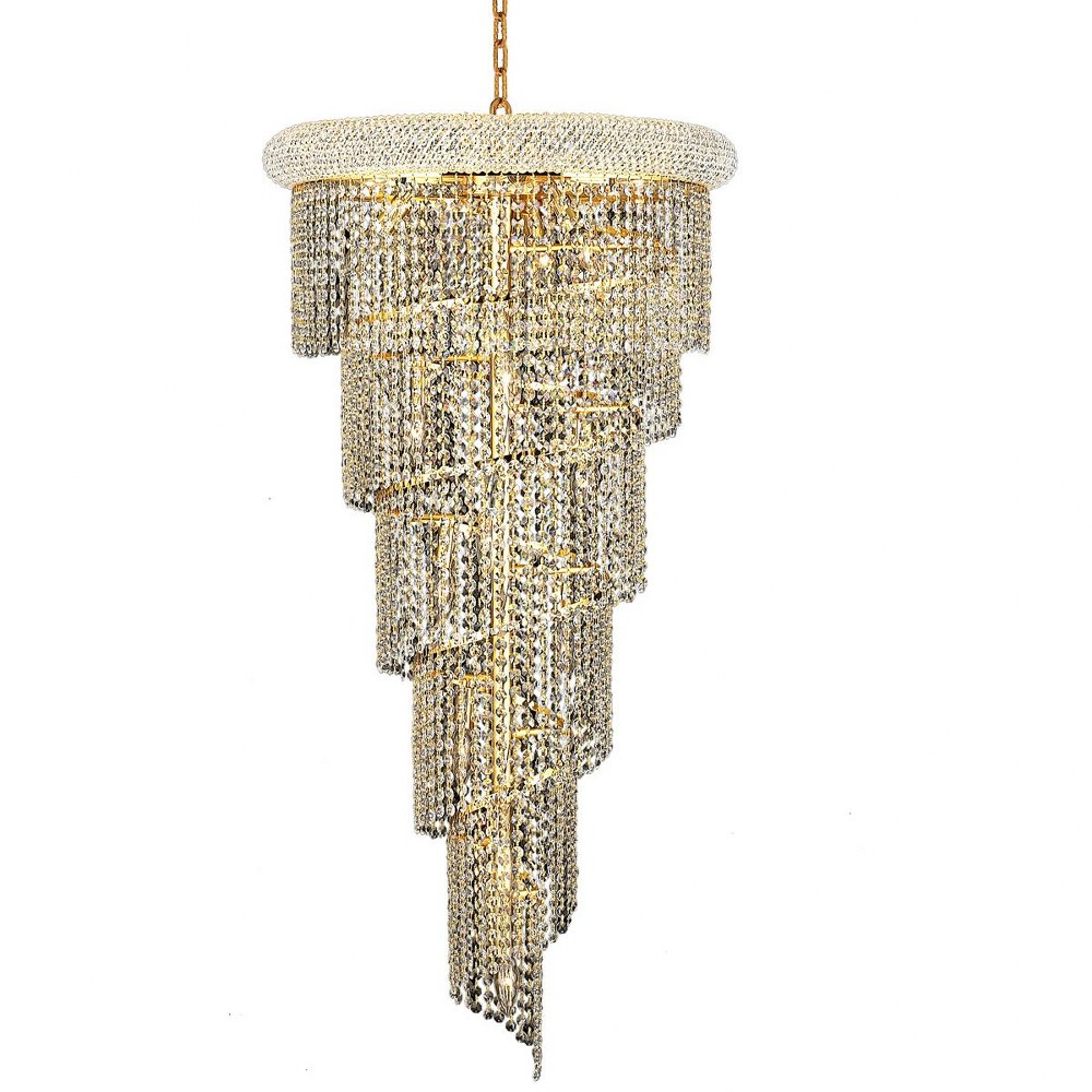 Elegant Lighting-V1801SR22G/RC-Spiral - Eighteen Light Chandelier Royal Cut Gold Chrome Finish