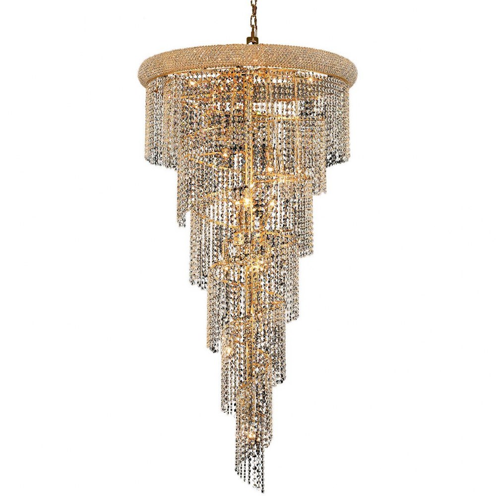 Elegant Lighting-V1801SR30G/RC-Spiral - Twenty-Two Light Chandelier Royal Cut Gold Chrome Finish