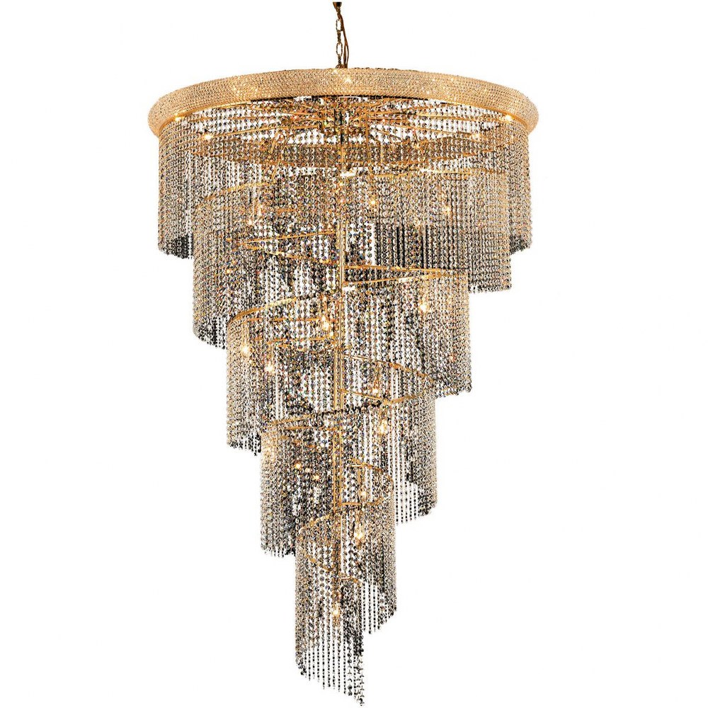 Elegant Lighting-V1801SR48G/RC-Spiral - Twenty-Nine Light Chandelier Royal Cut Gold Chrome Finish