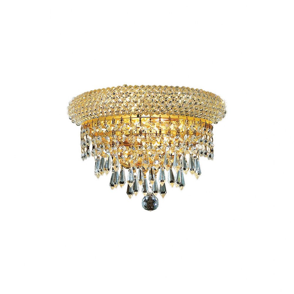 Elegant Lighting-V1802W12G/EC-Primo - Two Light Wall Sconce Clear Elegant Cut  Gold Finish