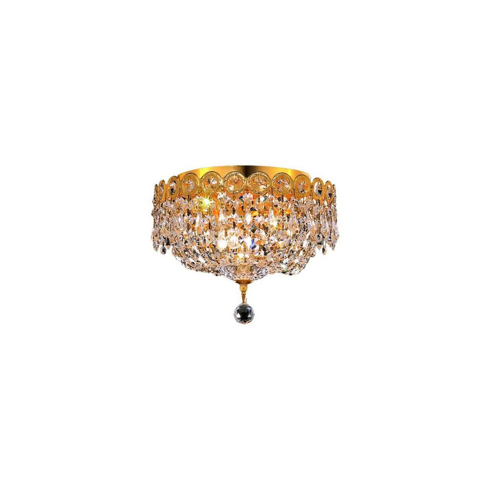 Elegant Lighting-V1900F10G/RC-Century - Three Light Flush Mount Clear Royal Cut  Gold Finish