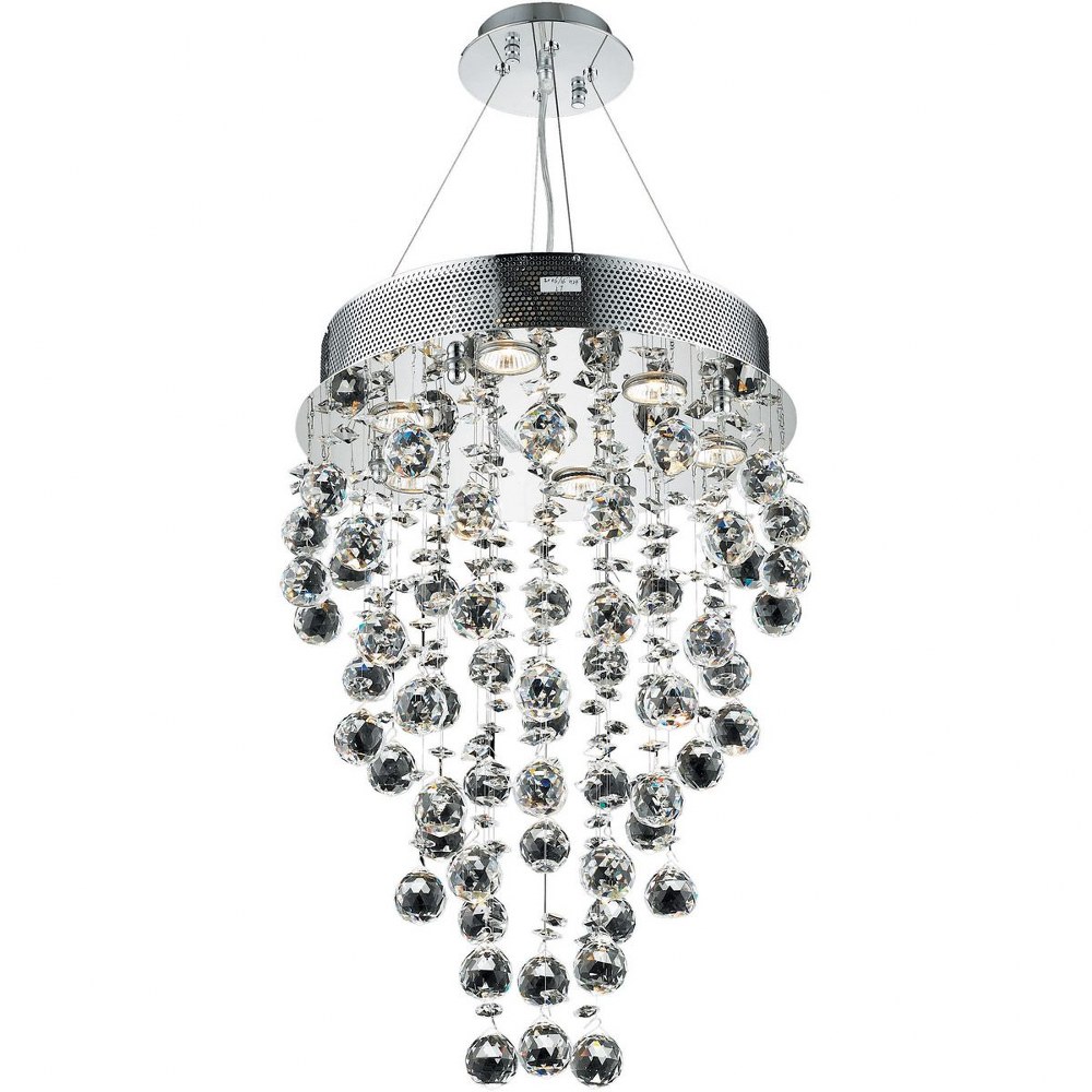 Elegant Lighting-V2006D16C/RC-Galaxy - Seven Light Pendant Chrome Royal Cut Chrome Finish