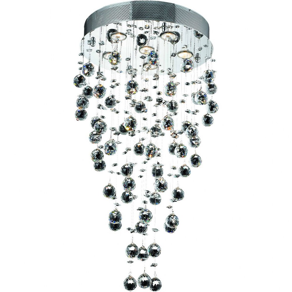 Elegant Lighting-V2006D18C/RC-Galaxy - Six Light Pendant Chrome Royal Cut Chrome Finish