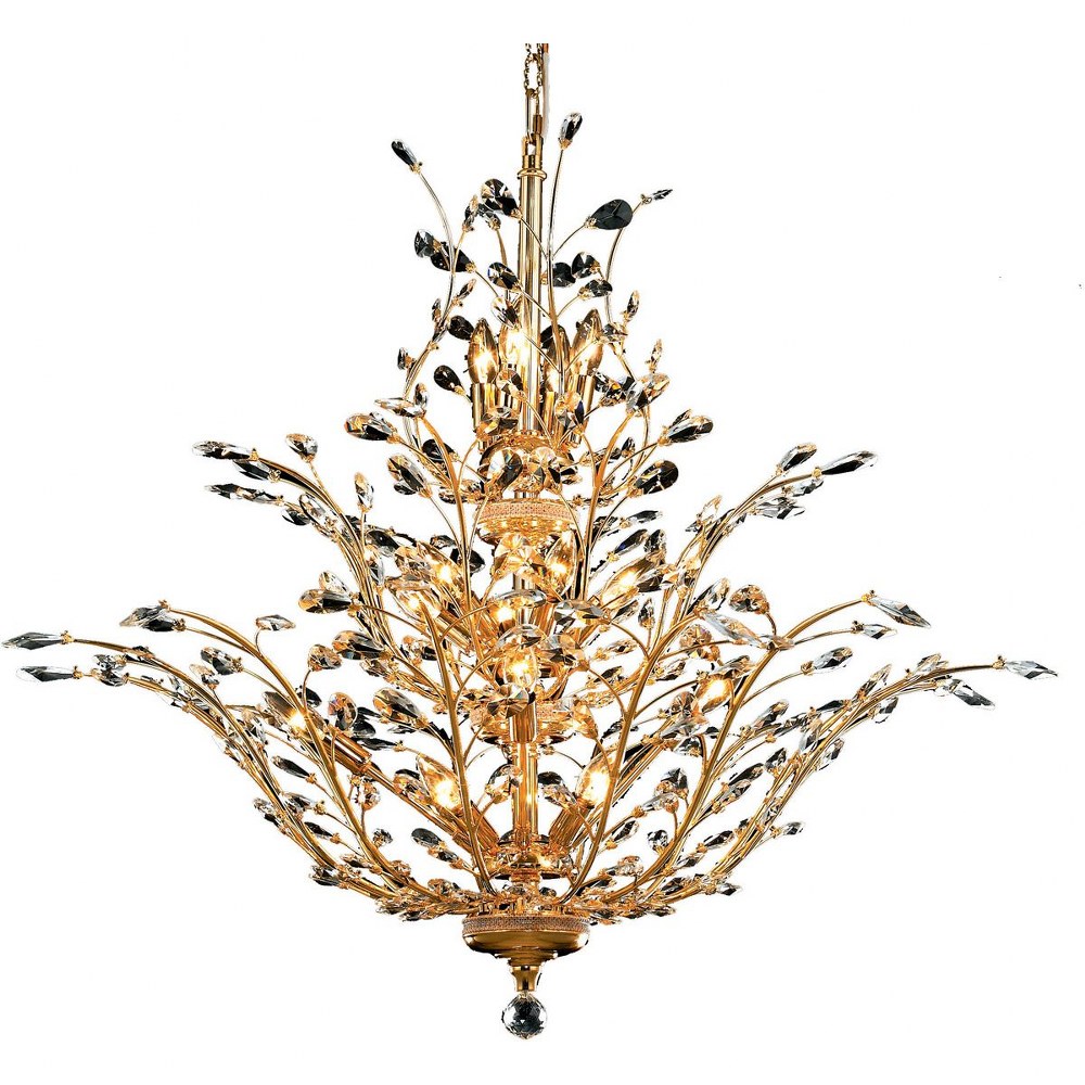 Elegant Lighting-V2011G41G/RC-Orchid - Eighteen Light Chandelier Royal Cut Gold Chrome Finish