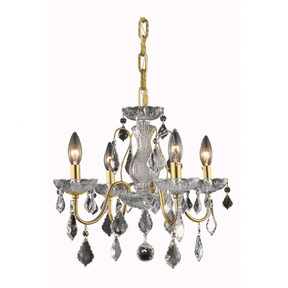 Elegant Lighting-V2015D17G/RC-St. Francis - Four Light Pendant Gold Royal Cut Chrome Finish