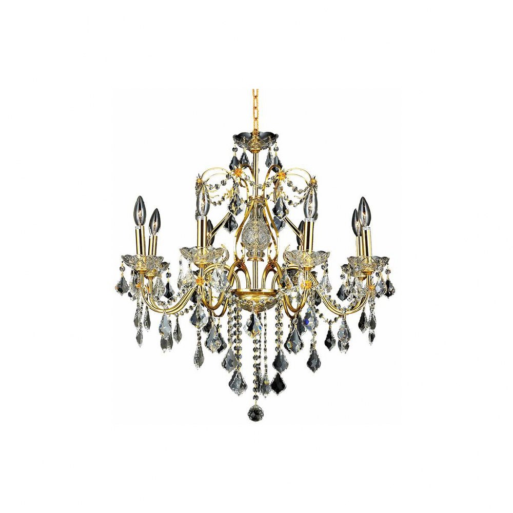 Elegant Lighting-V2015D26G/RC-St. Francis - Eight Light Chandelier Royal Cut Gold Chrome Finish