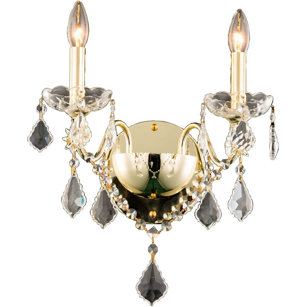 Elegant Lighting-V2015W2G/RC-St. Francis - Two Light Wall Sconce Gold Royal Cut Chrome Finish