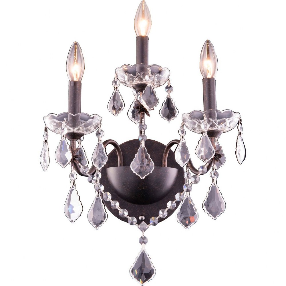 Elegant Lighting-V2015W3DB/RC-St. Francis - Three Light Wall Sconce Dark Bronze Royal Cut Chrome Finish