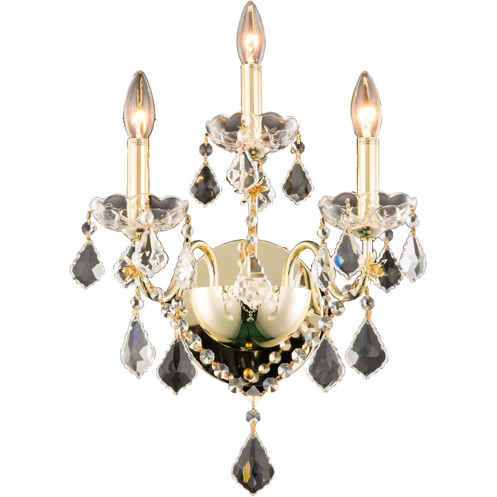 Elegant Lighting-V2015W3G/RC-St. Francis - Three Light Wall Sconce Gold Royal Cut Chrome Finish