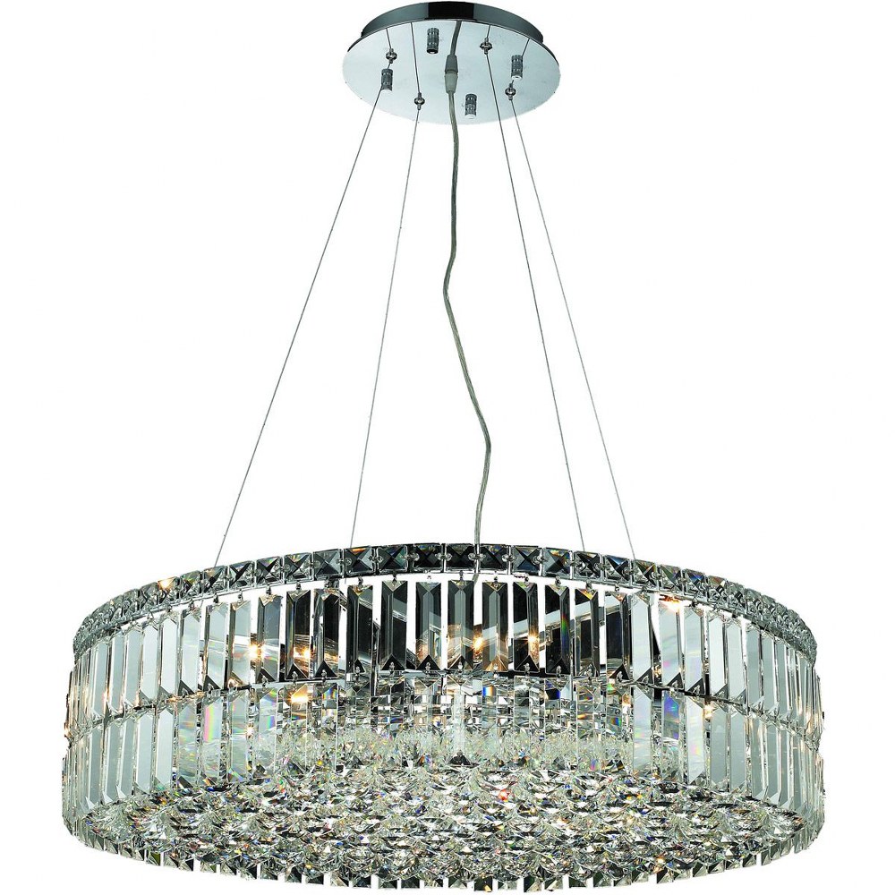 Elegant Lighting-V2030D28C/RC-Maxime - Twelve Light Chandelier Royal Cut Chrome Chrome Finish