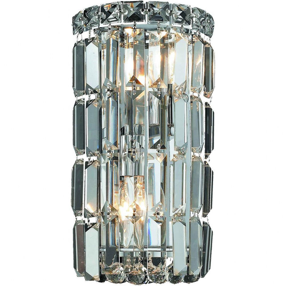 Elegant Lighting-V2030W6C/EC-Maxime - Two Light Wall Sconce Clear Elegant Cut  Chrome Finish