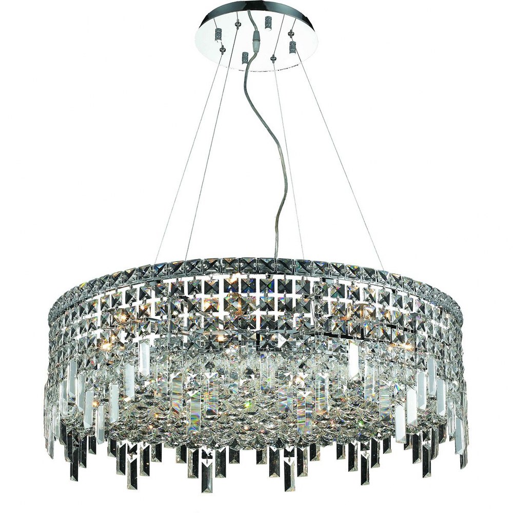 Elegant Lighting-V2031D28C/RC-Maxime - Twelve Light Chandelier Royal Cut Chrome Chrome Finish