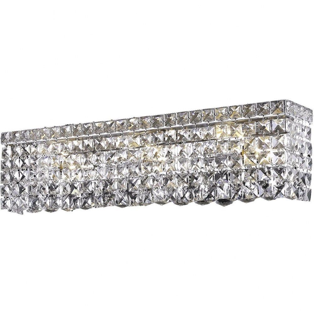 Elegant Lighting-V2033W26C-SS/RC-Maxime - Six Light Wall Sconce Chrome and Silver Grey Royal Cut Chrome Finish