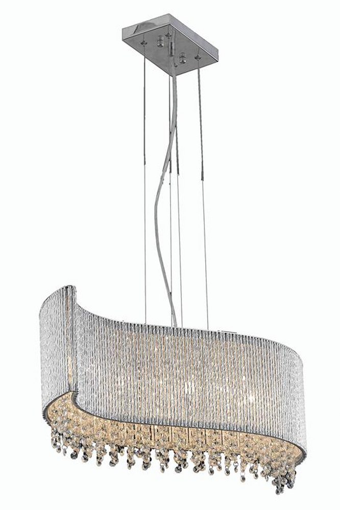 Elegant Lighting-V2090D32C/RC-Influx - Five Light Pendant   Chrome Finish with Clear Royal Cut Crystal