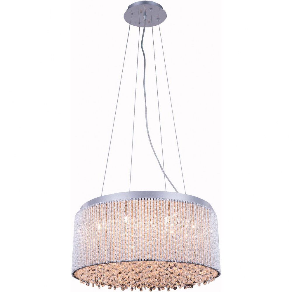 Elegant Lighting-V2092D20C/RC-Influx - Twelve Light Pendant   Chrome Finish with Clear Royal Cut Crystal